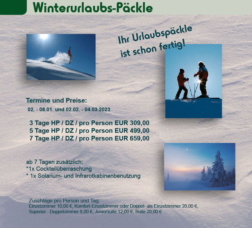 Winterurlaubs-Packle im Parkhotel Sonnenhof 2023